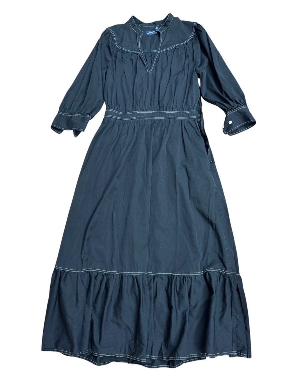 Ralph Lauren Black Midi Dress with Ruffle Hem - Picture 2 of 14